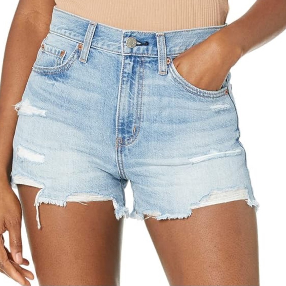 Daze Blue Distressed Jean Shorts‎ with Frayed Hem